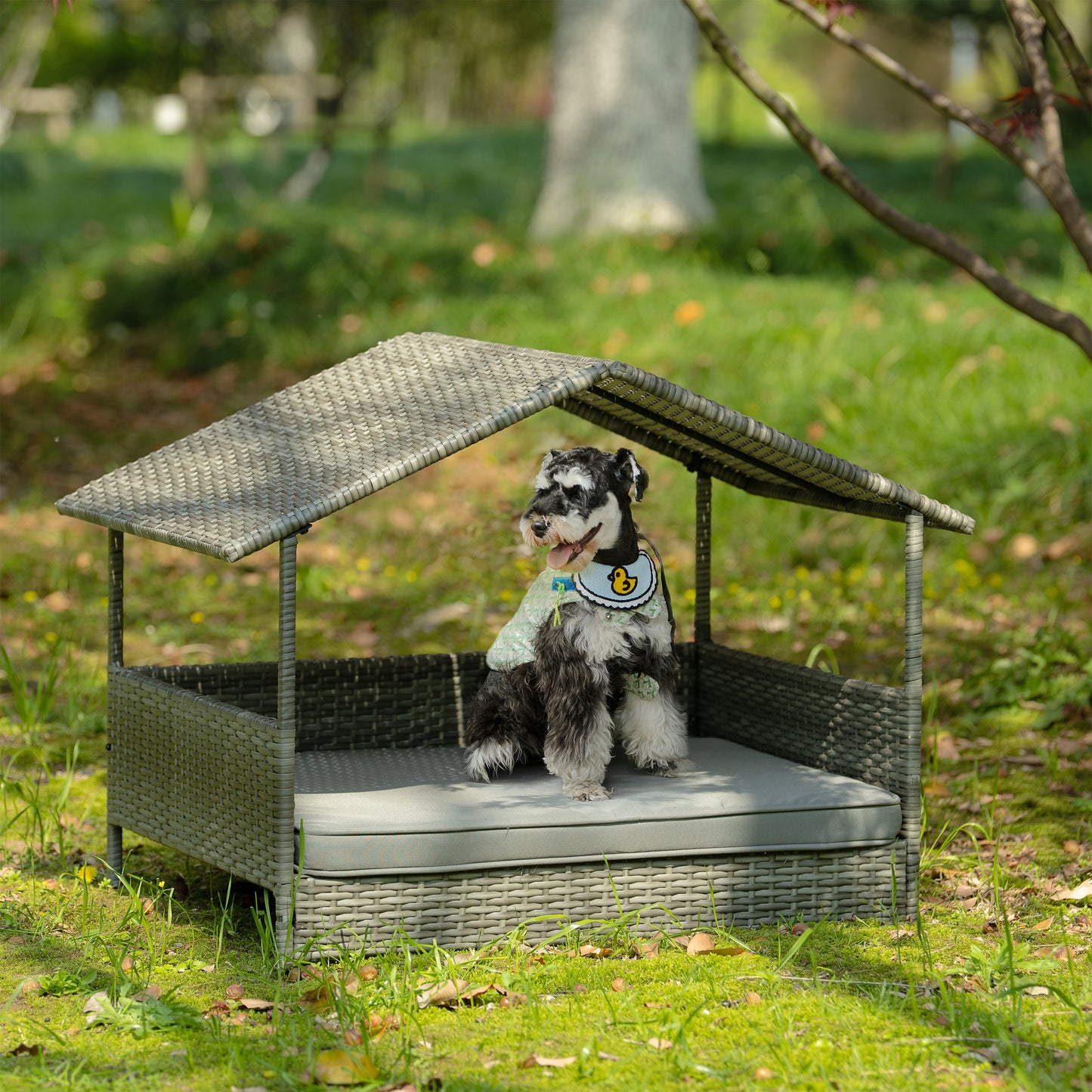 Dog Bed: PE Wicker Pet Furniture for Outdoor Comfort