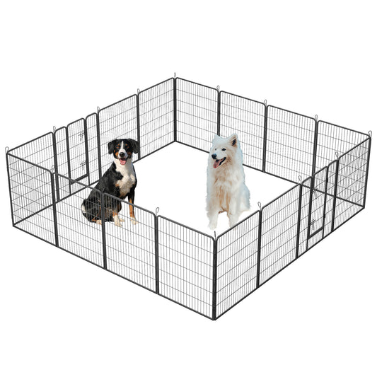 Dog Playpen Outdoor: 16-Panel 40" Height Exercise Fence w/ Doors for Large/Medium/Small Dogs - Portable Pet Playpen for Yard, RV, Camping - Hammer Paint Finish