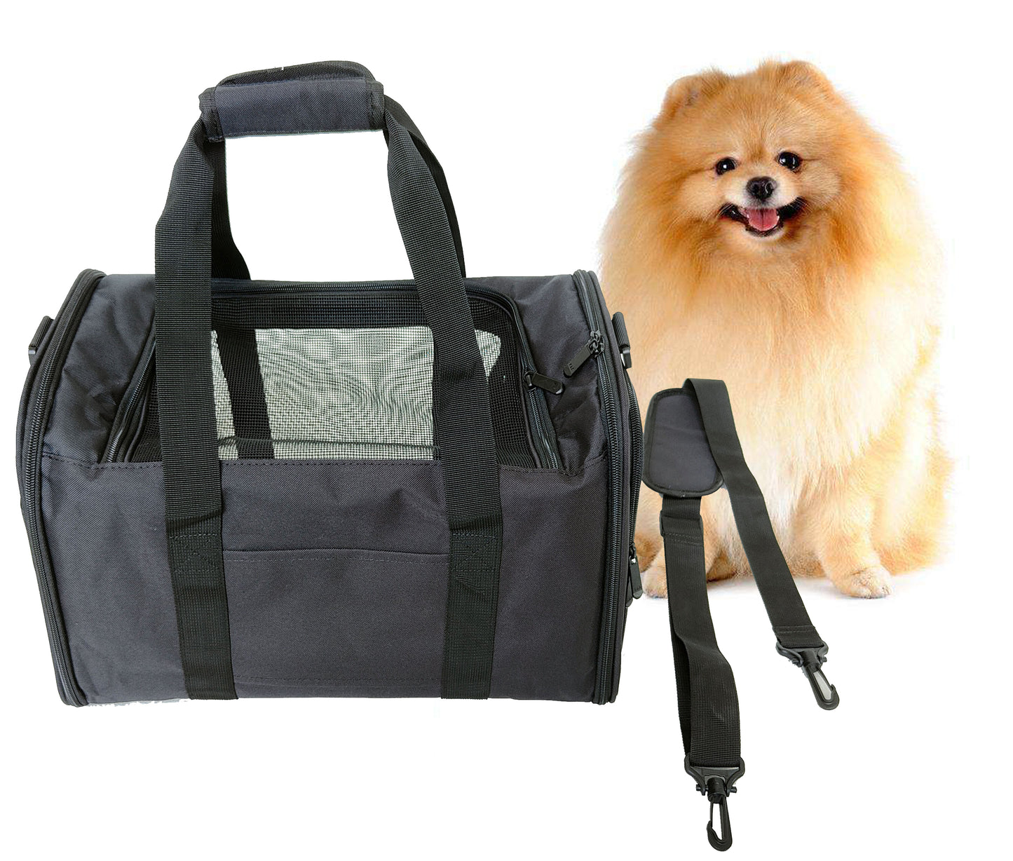 Dog Bag Airline Approved Large Soft-Sided Collapsible Pet Travel Carrier - Portable, 5 Doors, Storage Pockets, Removable Pads, Easy to Clean - Ideal for Dogs, Cats, and Kittens - Size: Large