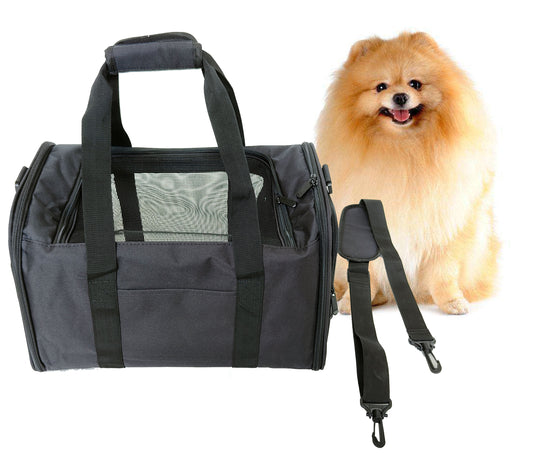 Dog Bag Airline Approved Large Soft-Sided Collapsible Pet Travel Carrier - Portable, 5 Doors, Storage Pockets, Removable Pads, Easy to Clean - Ideal for Dogs, Cats, and Kittens - Size: Large