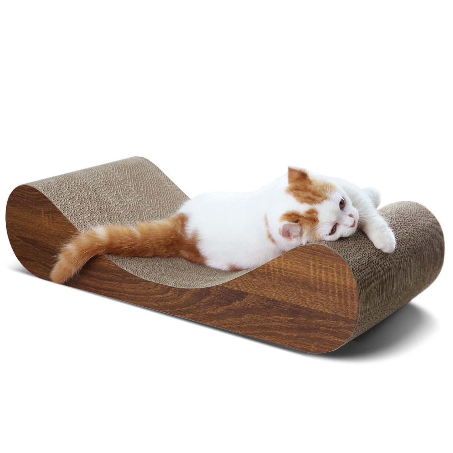 ScratchMe Cat Scratcher Cardboard Lounge Bed - Wood; Durable, Comfortable Lounge Bed for Cats; Ideal for Scratching, Lounging, and Resting; Available in Wood Color; Multiple Sizes